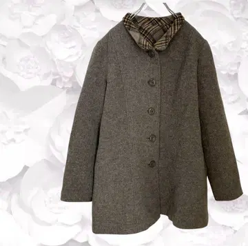 코트 스탠드 카라 [ M ] 그레이 베이지 그레이주 시크 체크