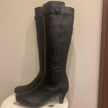 블랙 가죽 롱 부츠