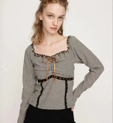 sly 체크 블라우스