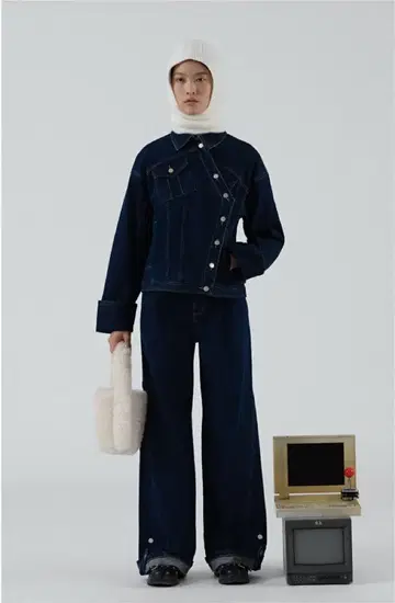 rokh 데님 블루종 & 청바지 세트 M 68 BLUE