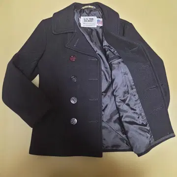 새상품급 SCHOTT p코트 퀼팅 USA제 닻 버튼 빈티지 블랙