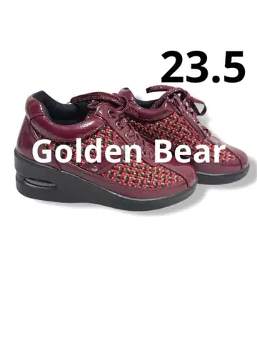 Golden Bear 버건디 뜨개질 스니커즈 23.5cm