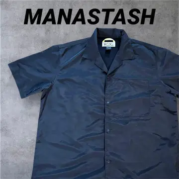 MANASTASH 블랙 나일론 반팔 셔츠 XL
