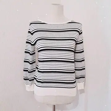 새상품급 ef-de 에프데 보더 무늬 긴팔 니트 아이보리 x 블랙 9호