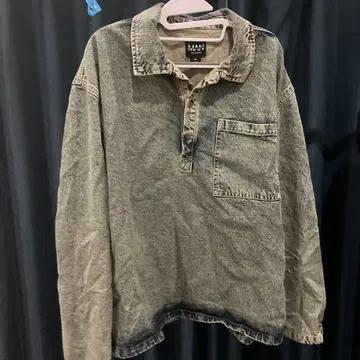 MAN 데님 자켓 버튼 풀오버 구제 의류