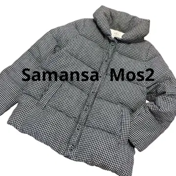 사만사모스2 깅엄 체크 패턴 다운 내추럴 안감 코튼 싸개 버튼