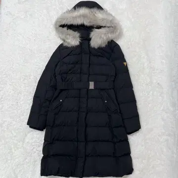 GUESS 게스 다운 롱 코트 퍼 블랙 A라인 맥시 길이