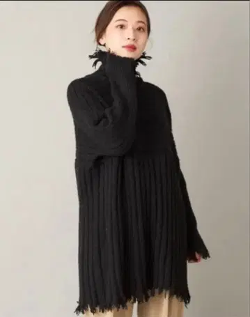 CIAOPANIC 데미지 터틀넥 니트 풀오버 블랙