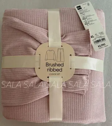 택 포함 미사용 새상품 GU 브러쉬드 브라운 롱 스커트 세트 XL 핑크