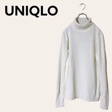 UNIQLO 터틀넥 스웨터 M 화이트 심플 무지 남성용