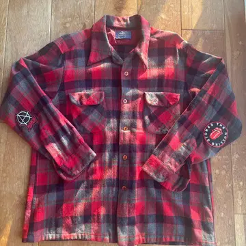 USA 70년대 pendleton 울 XL 옴브레 보드 셔츠