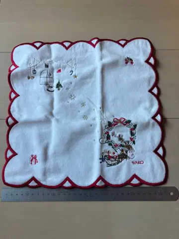 WAKO 크리스마스 자수 손수건