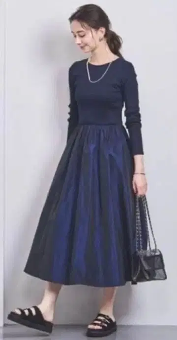 UNITED ARROWS 네이비 롱 원피스