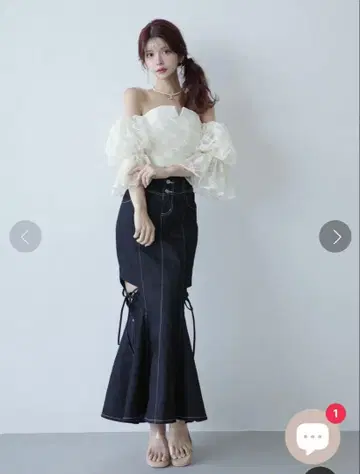 RANDY 컷 아웃 머메이드 데님 스커트 S 사이즈