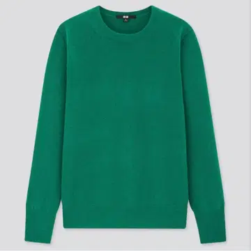 캐시미어 100% 유니클로 크루넥 스웨터 그린 M 긴팔 니트