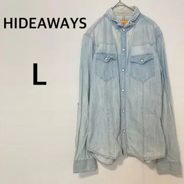 HIDEAWAYS 데님 셔츠 [ 48/L ] 면 100% 라이트 블루