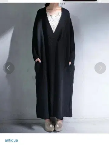 antiqua 안티카 니트 원피스 깊은 V넥 니트 원피스