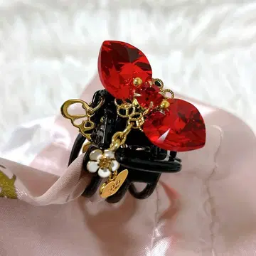 컴플렉스 비즈 헤어 클립 레드 골드