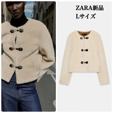 완판템 ZARA 토글 버튼 인조 모피 자켓 에크루 L 택 포함 새상품