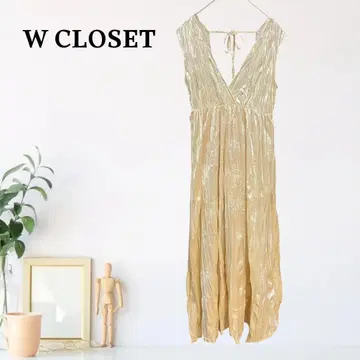 zB961 [ F ] W CLOSET 드레이프 원피스 롱 기장 슬리브리스