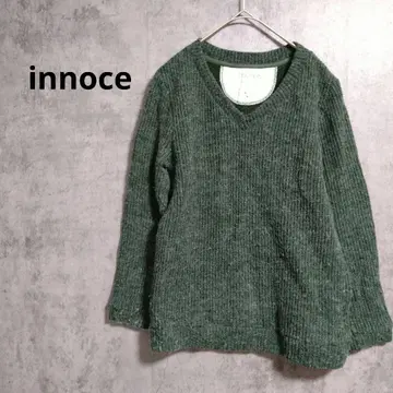 이노체 긴팔 니트 스웨터 V넥 와플 편직 캐주얼 무지 M