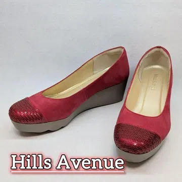 새상품급 힐즈 아베뉴 23.5cm 빨간색 스팽글 웨지솔 펌프스