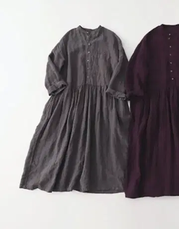 nest Robe 네스트로브 린넨 오우미 가공 원피스 그레이