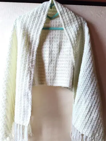 핸드메이드 숄 화이트 51 151cm 대형 스톨
