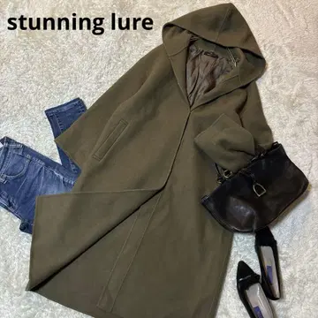 새상품급*스태닝 루어 울 리버 코트 후드 그린 롱 그린