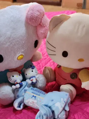 산리오 헬로키티 봉제 인형 & 시나몬 롤 담요 증정