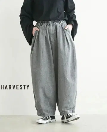 harvesty 블랙 데님 서커스 팬츠