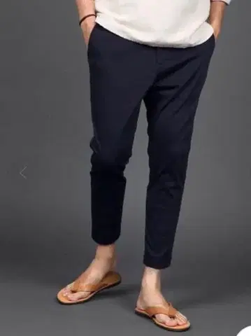 L 컨디션 최상 WONDER SHAPE 크롭 이지 팬츠 네이비