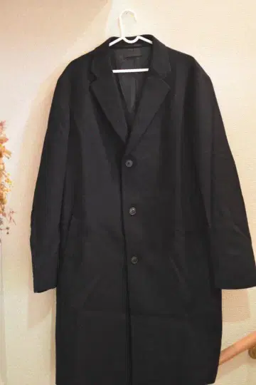 블랙 싱글 브레스 체스터 코트