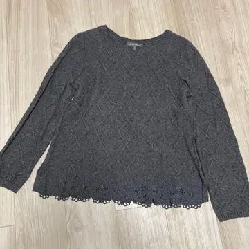 로라 애슐리 니트 스웨터 캐시미어 혼방 자수 그레이 사이즈 L