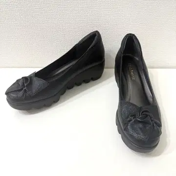 [컨디션 최상] 힐즈 아베뉴 웨이브 밑창 블랙 리본 23cm