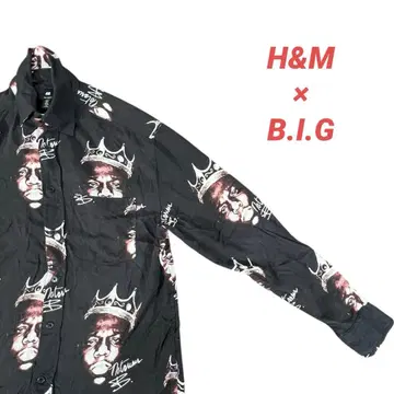 H&M NOTORIOUS B.I.G 비기 패턴 셔츠 S HIPHOP