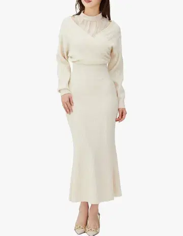 스나이델 시어 레이어드 카슈쿨 니트 원피스