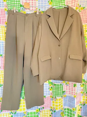 [ 초할인 ] doux archives 카키 셋업 자켓 팬츠