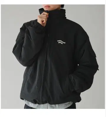 스탠드 넥 보아 안감 충전솜 블루종