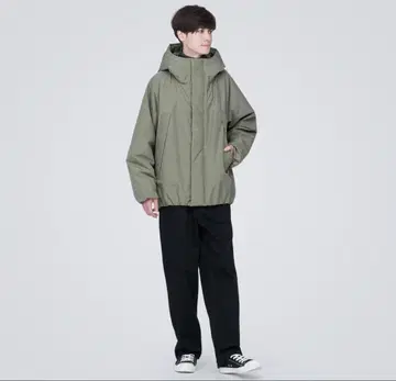 무인양품 워셔블 솜 후드 자켓 다크 그린