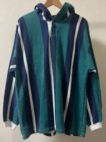 RUSH 러쉬 USA제 초와이드 스트라이프 긴팔 후드티 긴팔 구제 의류