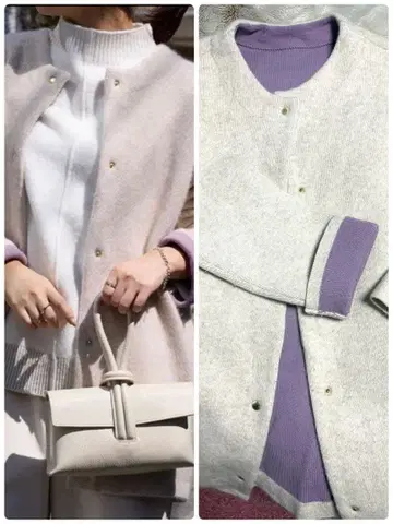 새상품급 Jena espace merveilleux 바이컬러 니트 코트