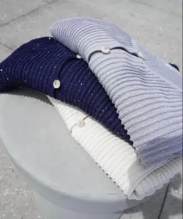 코코딜 스팽글얀 숏 가디건