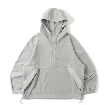 하프 지퍼 플리스 후드티 그레이