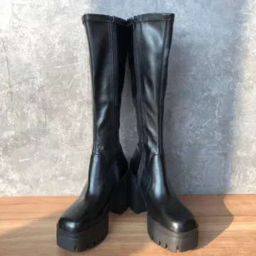 새상품 인기 r&e 롱 부츠 트랙 밑창 통굽 블랙 블랙 힐