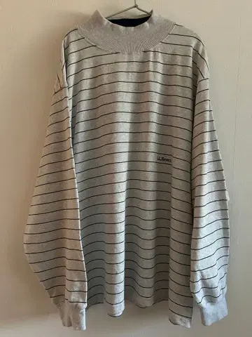 L.L.Bean 로고 자수 보더 모크넥 긴팔 T셔츠