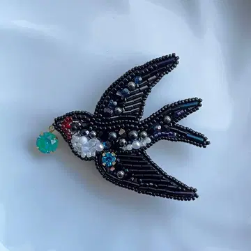 swallow 브로치 비즈 자수 제비