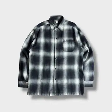 USA CALTOP 옴브레 체크 셔츠 블랙 긴팔 남성용 워크 셔츠