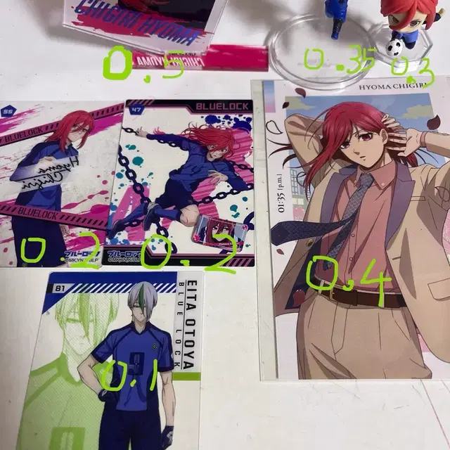 블루록 치기리 효마 카드,미니 피규어,아크릴 스탠드 굿즈 팝니다