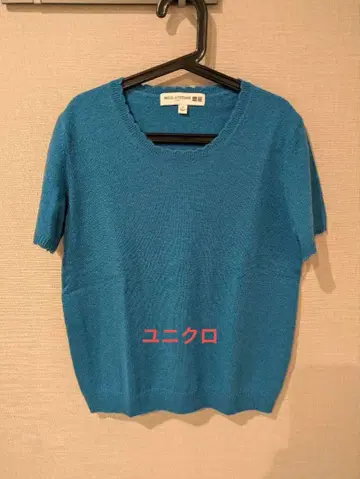 유니클로 이네스 콜라보 반팔 캐시미어 니트 S 터콰이즈